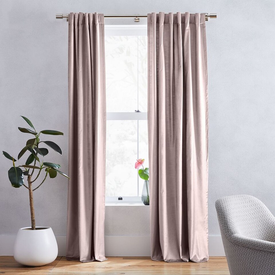 Lustre Velvet Blackout Curtain Dusty Blush west elm United Kingdom